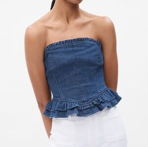Gap × LoveShackFancy Denim Corset Top